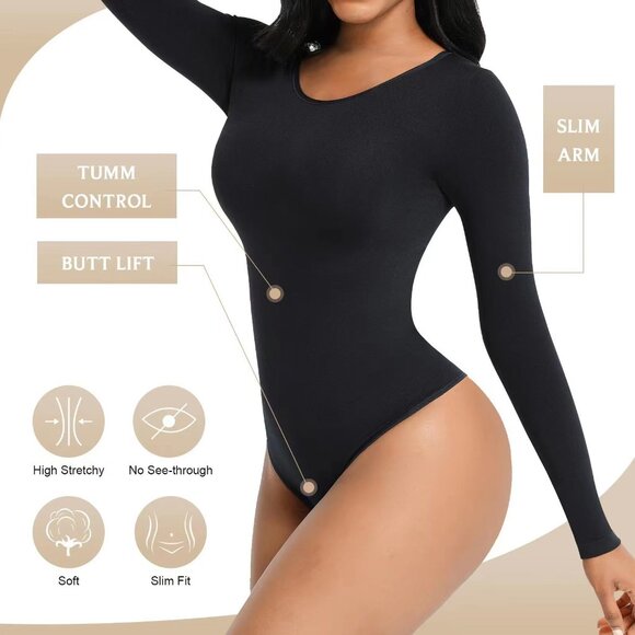 Haven Supply Pants - Women’s Large Hip-Lifting Long-Sleeved Seamless Bodysuit Jumpsuit